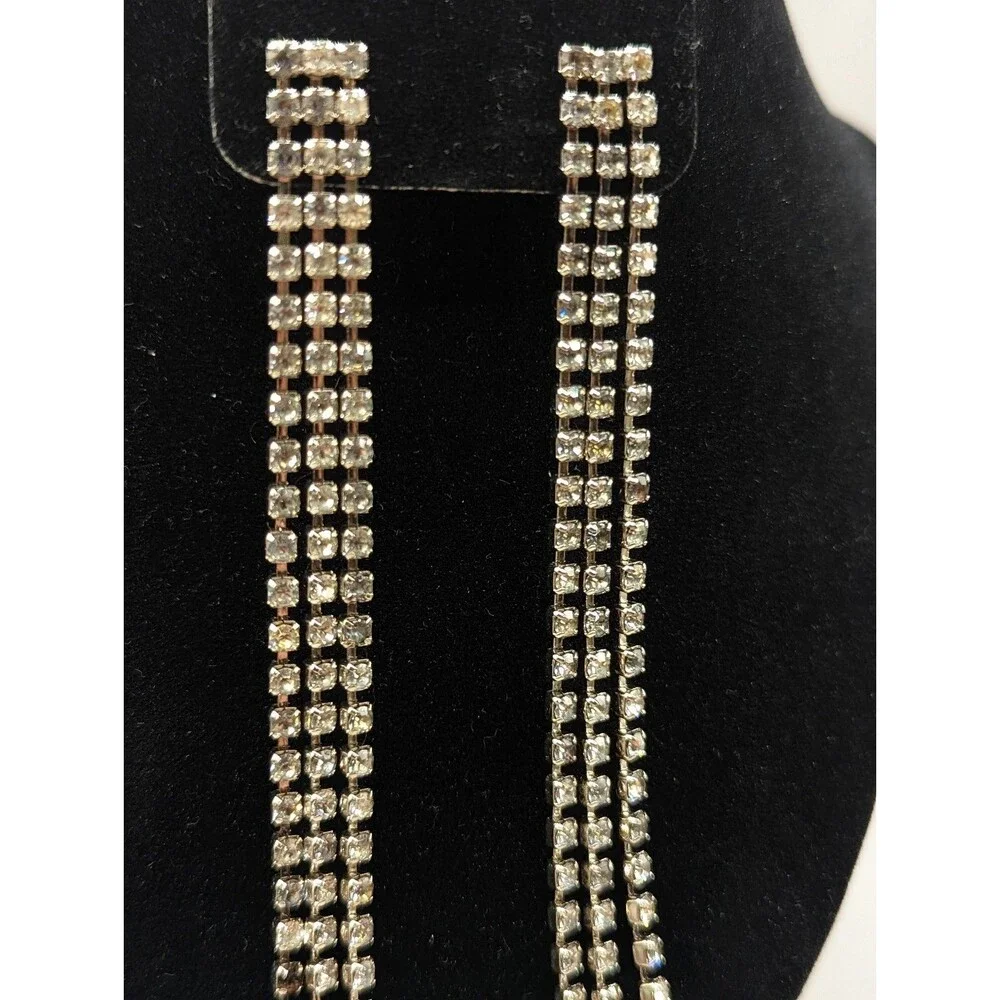 Long Tassel Rhinestone Earrings
